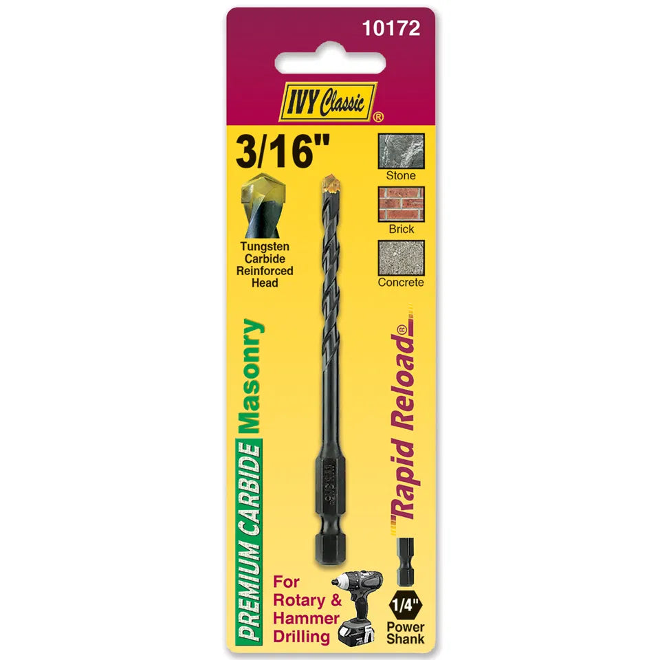 3/16" x 3-5/8" Rapid Reload Masonry Drill #10172