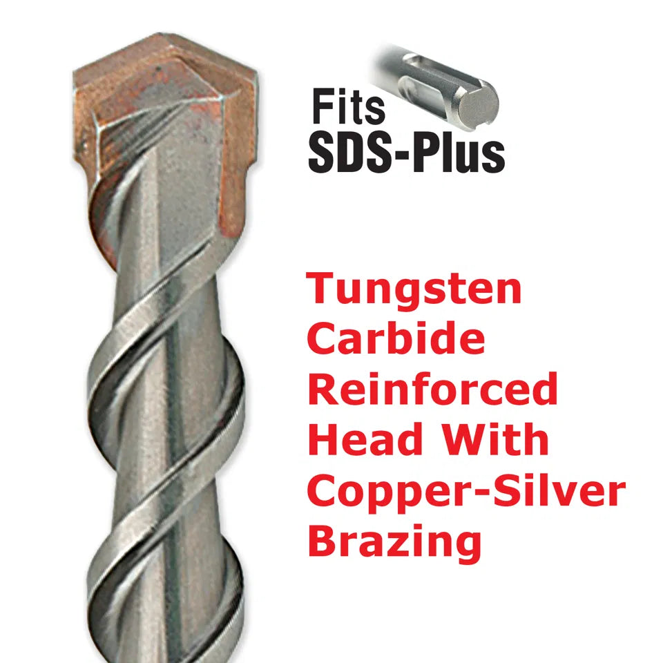 3/8 x 8-1/4" 2-Cutter Hammer Drill Bit, Fits SDS-Plus #47062