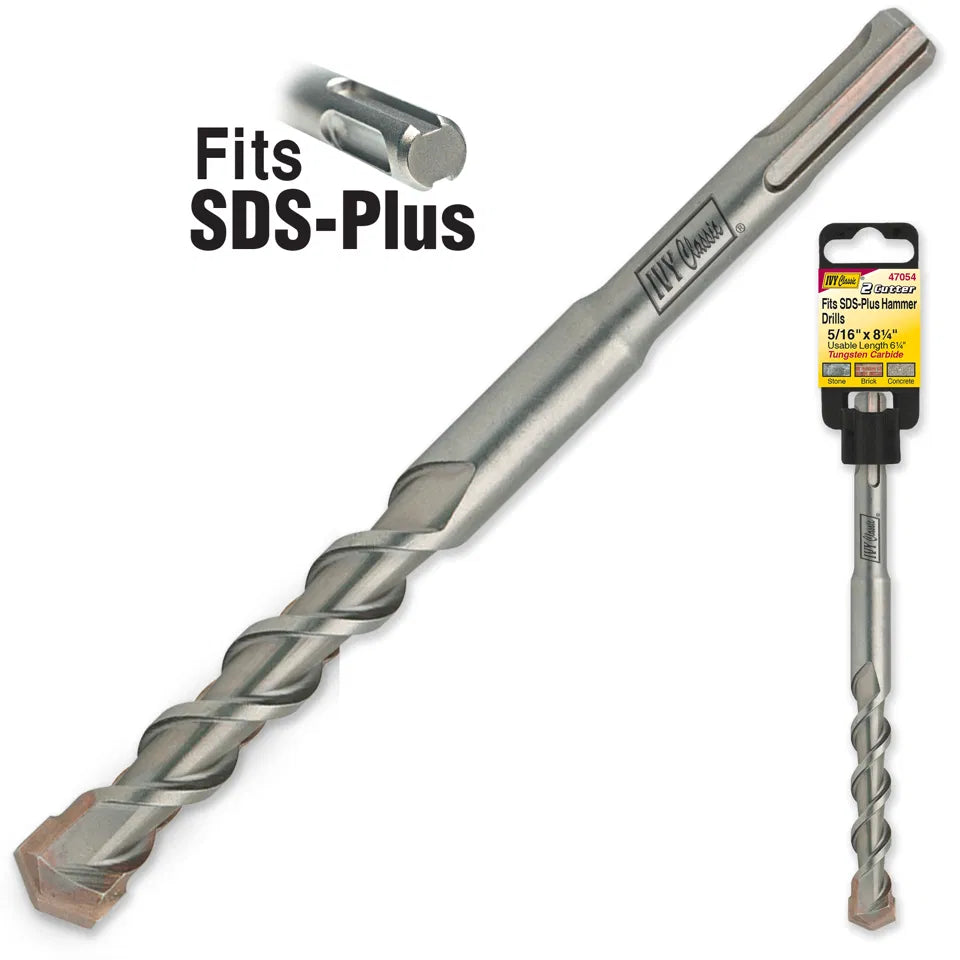 5/16 x 8-1/4" 2-Cutter Hammer Drill Bit, Fits SDS-Plus #47054
